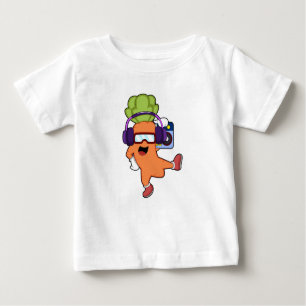 Camiseta Para Bebê Cenário em Música com Fone de Ouvido