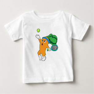 Camiseta Para Bebê Cenoura em Tênis com raquete Tênis