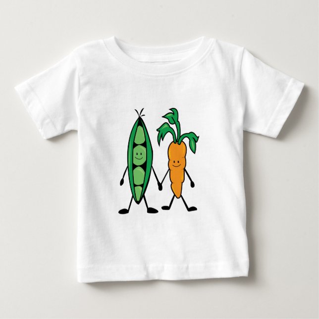 Camiseta Para Bebê Cenoura & ervilhas (Frente)