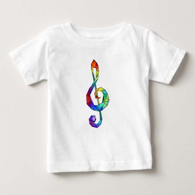 Camiseta Para Bebê Cérebro de chave musical arco-íris (Frente)