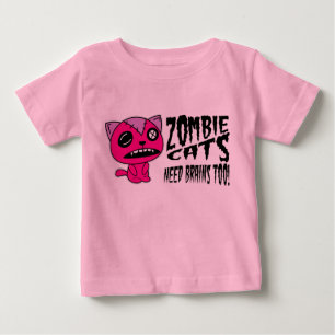 Camiseta Para Bebê cérebros da necessidade dos gatos do zombi