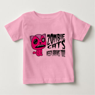 Camiseta Para Bebê cérebros da necessidade dos gatos do zombi
