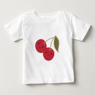 Camiseta Para Bebê Cerejas de sorriso de Kawaii dos desenhos animados