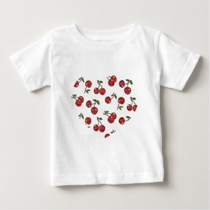 Camiseta Para Bebê Cerejas Rochabilmente Muito Cerejeiras Em Branco