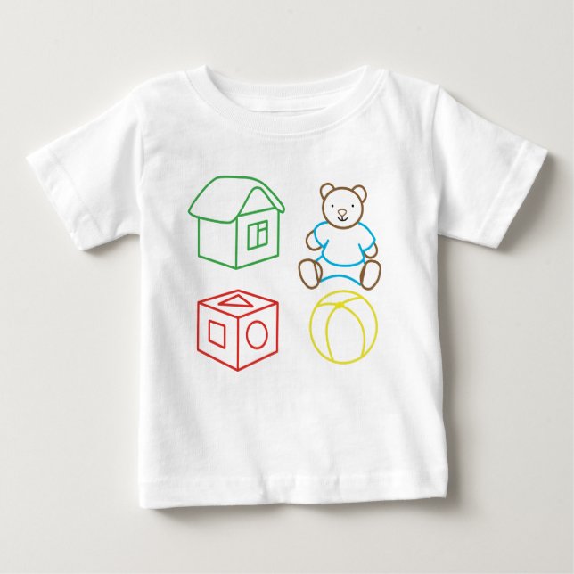 Camiseta Para Bebê Cerveja de animação, bola de casa, cubo. (Frente)