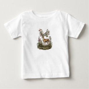 Camiseta Para Bebê Cervo com Flor Silvestre