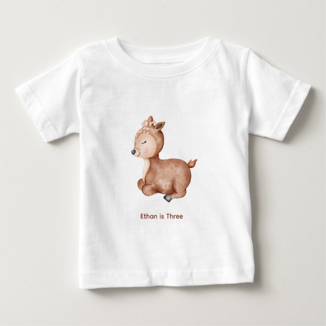 Camiseta Para Bebê Cervo com nome e idade (Frente)