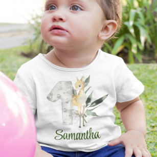 Camiseta Para Bebê Cervo da floresta de um ano,  primeiro aniversário