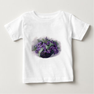 Camiseta Para Bebê Cesta das violetas do vintage