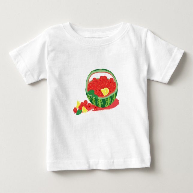 Camiseta Para Bebê cesto de melancia (Frente)