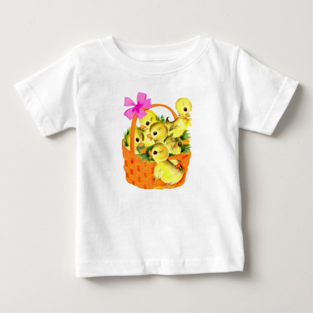 Camiseta Para Bebê Cesto de Pintinhos (Frente)