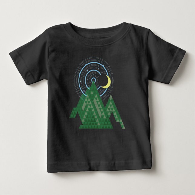 Camiseta Para Bebê céu da lua crescente na montanha (Frente)