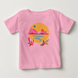 Camiseta Para Bebê Céu Rosa