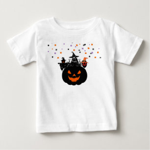 Camiseta Para Bebê Chá de Bebê Abóbora Bruxas de Halloween
