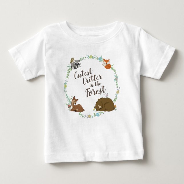 Camiseta Para Bebê Chá de Bebê de Animais da Floresta (Frente)