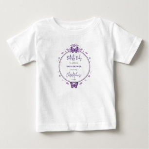 Camiseta Para Bebê Chá de Bebê Menina Borboleta Roxa