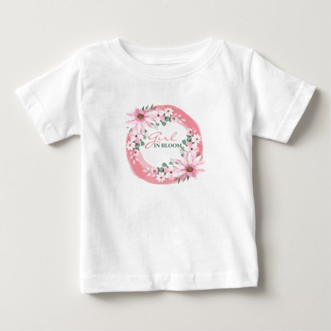 Camiseta Para Bebê Chá de Bebê Menina Rosa Bege (Frente)
