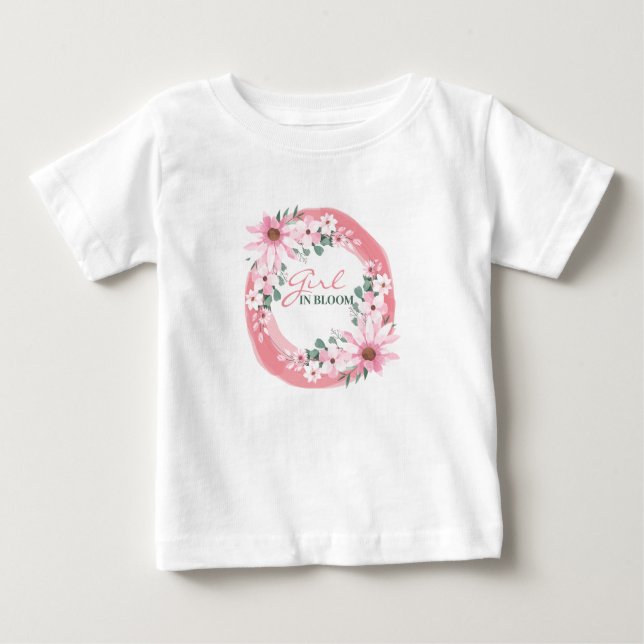 Camiseta Para Bebê Chá de Bebê Menina Rosa Bege (Frente)