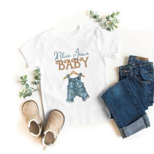 Camiseta Para Bebê Chá de Bebê Moderno com Jeans Azul Menino