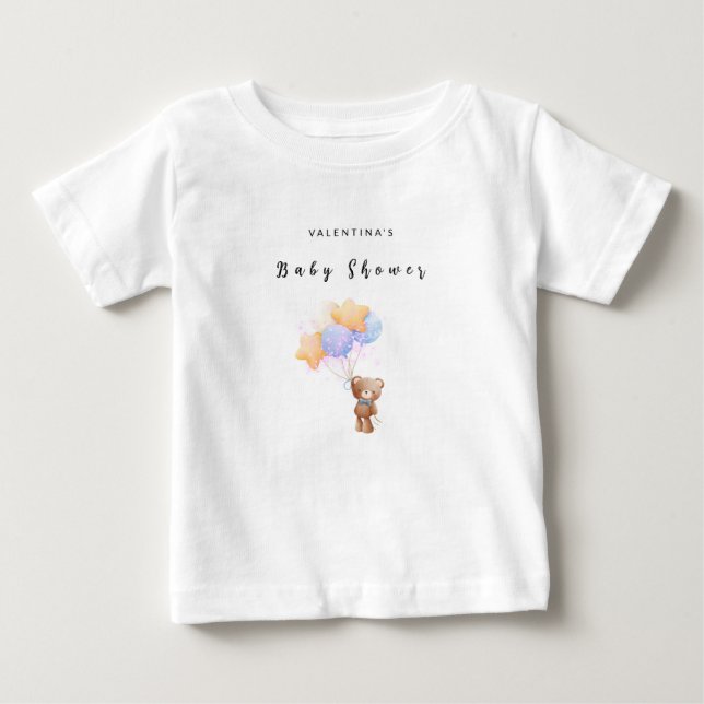 Camiseta Para Bebê Chá de Bebê Urso de Pelúcia (Frente)