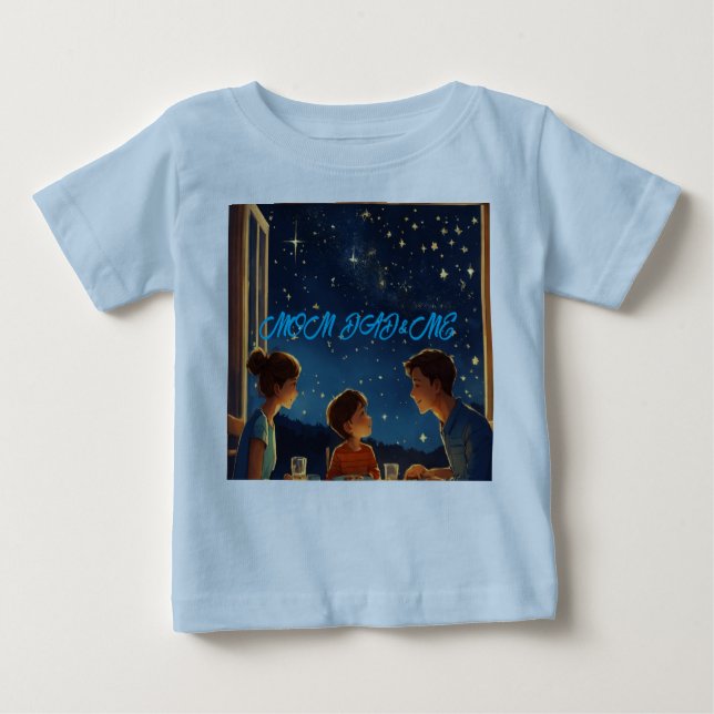 Camiseta Para Bebê Chá de constelação de família - Mãe, Pai e Starry  (Frente)