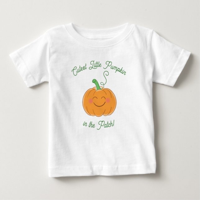 Camiseta Para Bebê Chá de fraldas de abóbora queda (Frente)