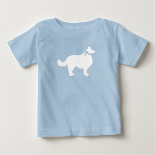 Camiseta Para Bebê Chá de fraldas de Cachorro de Fronteira Azul