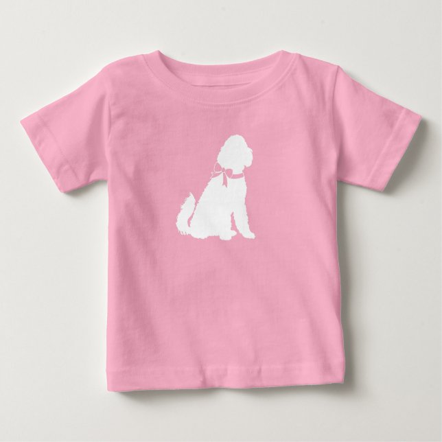 Camiseta Para Bebê Chá de fraldas de Cachorro de Goldendoodle Menina  (Frente)