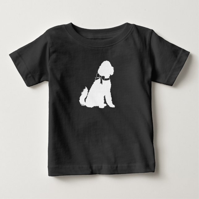Camiseta Para Bebê Chá de fraldas de Cachorro Goldendoodle (Frente)