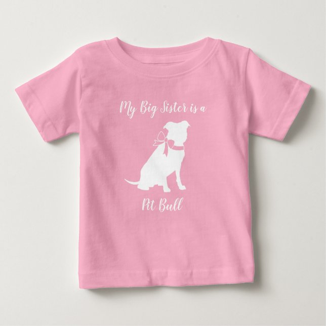 Camiseta Para Bebê Chá de fraldas de Cão-Touro Rosa (Frente)