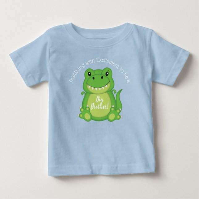 Camiseta Para Bebê Chá de fraldas de dinossauro T-Rex (Frente)