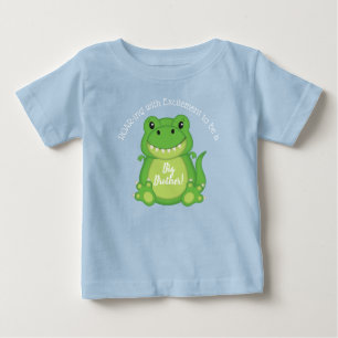 Camiseta Para Bebê Chá de fraldas de Dinossauro T-Rex Azul