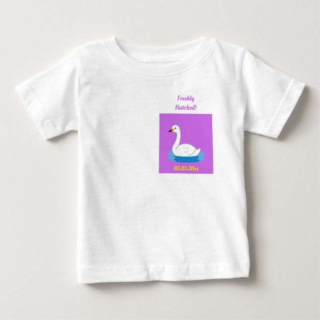 Camiseta Para Bebê Chá de fraldas de Menina do Tema de Swan Bonito (Frente)