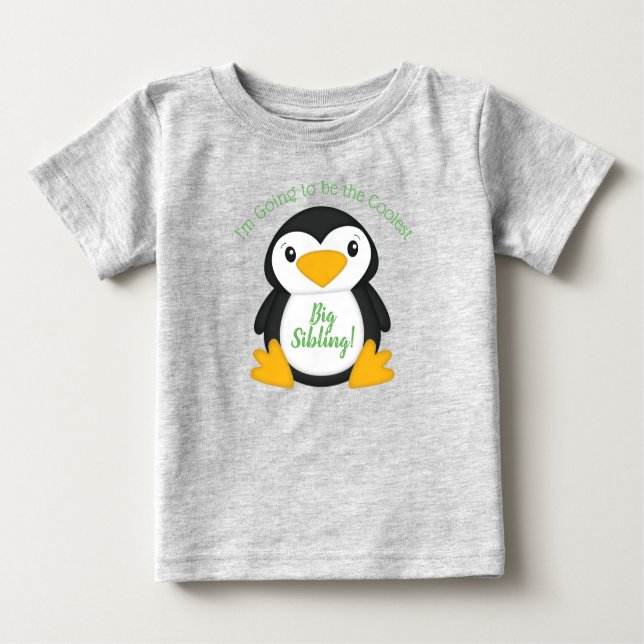 Camiseta Para Bebê Chá de fraldas de pinguim (Frente)