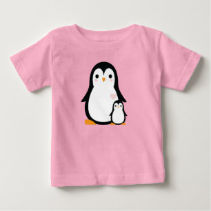 Camiseta Para Bebê Chá de fraldas de pinguim bonito, garoto azul