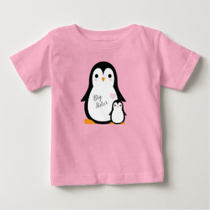 Camiseta Para Bebê Chá de fraldas de pinguim bonito, garoto azul
