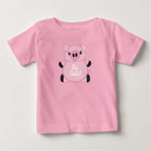 Camiseta Para Bebê Chá de fraldas de porco, Fazenda rosa