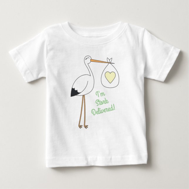 Camiseta Para Bebê Chá de fraldas de Stork (Frente)
