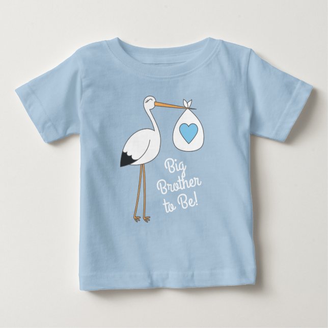 Camiseta Para Bebê Chá de fraldas de Stork Blue Boy (Frente)