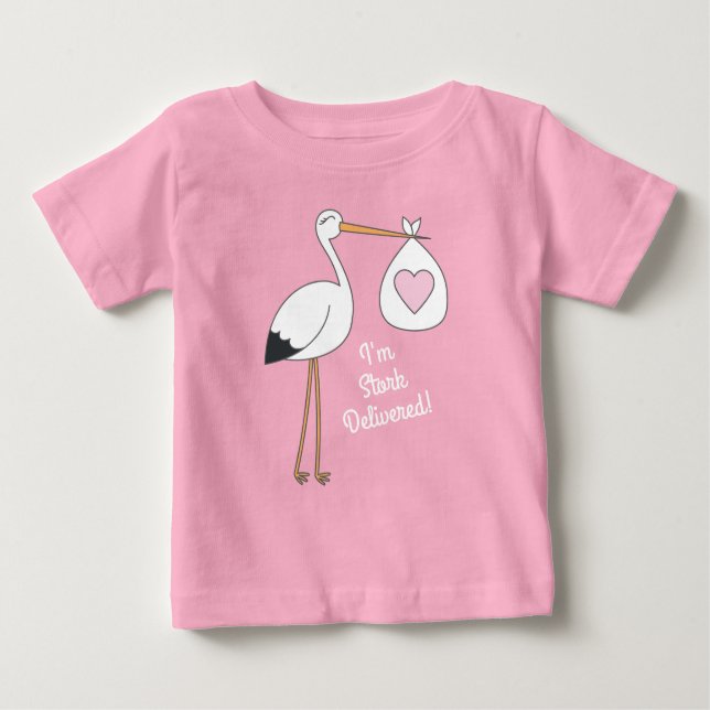 Camiseta Para Bebê Chá de fraldas de Tempestade, Garota Rosa, Um Cart (Frente)