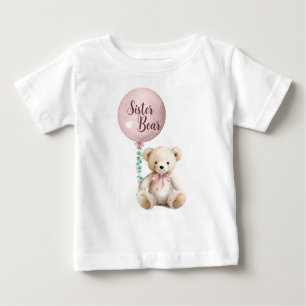 Camiseta Para Bebê Chá de fraldas de Urso Irmã - Camisa-T