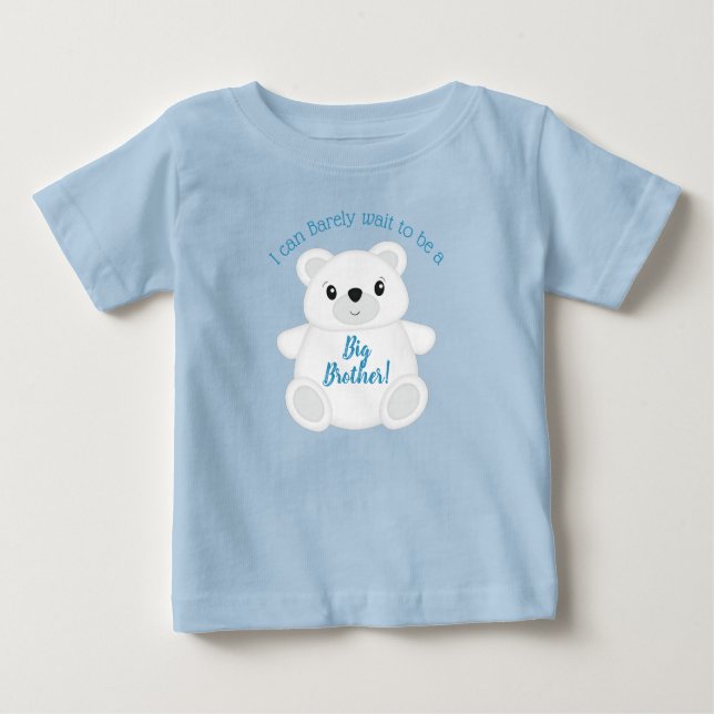 Camiseta Para Bebê Chá de fraldas de Urso Polar Azul (Frente)