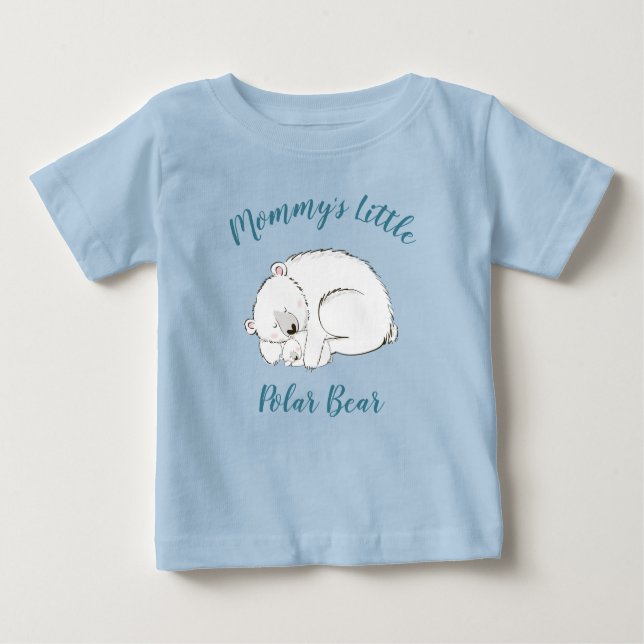 Camiseta Para Bebê Chá de fraldas de Urso Polar Blue Boy (Frente)