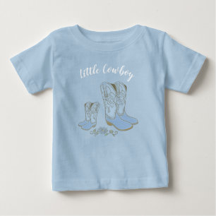 Camiseta Para Bebê Chá de fraldas do Cowboy País Oeste Blue Boy