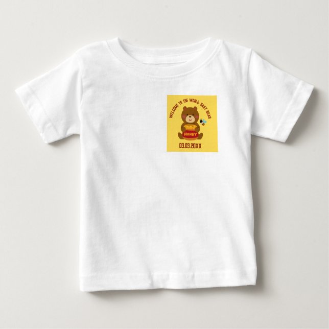 Camiseta Para Bebê Chá de fraldas do Tema do Urso Bonito (Frente)