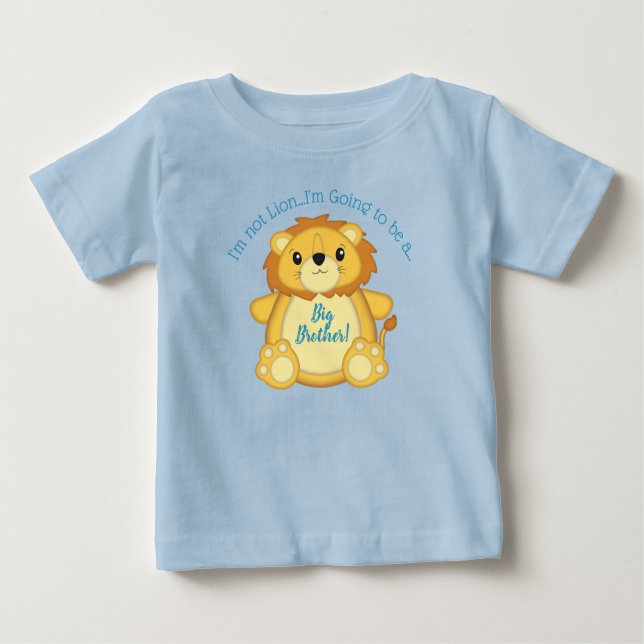 Camiseta Para Bebê Chá de fraldas Leão Zoo Circus Blue Boy (Frente)