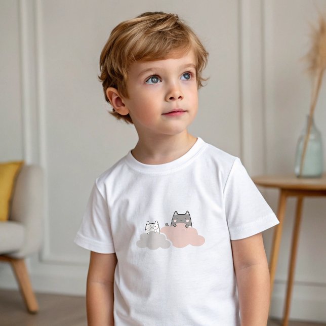 Camiseta Para Bebê Chá de fraldas moderno de padrão de Kitten (Cute Kitten Modern Pattern Baby Shower Baby T-Shirt)