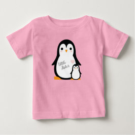 Camiseta Para Bebê Chá de fraldas Pinguim Rosa