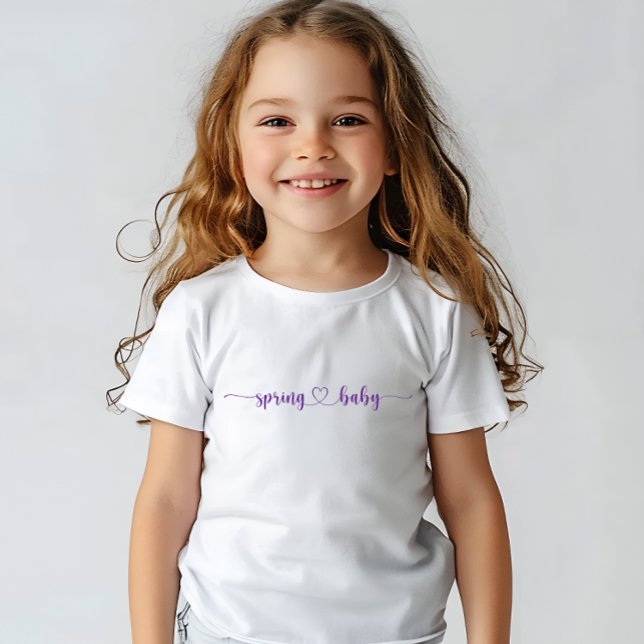 Camiseta Para Bebê Chá de fraldas primavera Violet Impressão (Spring Baby Violet Print Baby Shower Baby T-Shirt)
