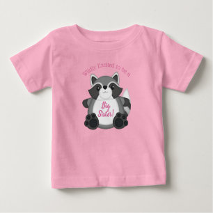 Camiseta Para Bebê Chá de fraldas Raccoon Rosa